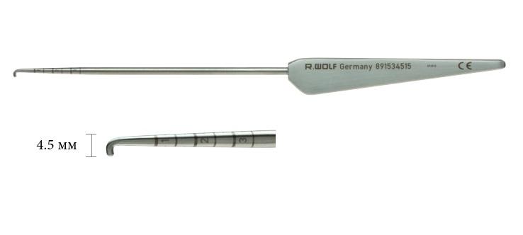 Зонд гачкоподібний, робоча довжина 150 mm (мм), висота 4.5 mm (мм). Richard Wolf GmbH